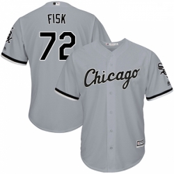 Mens Majestic Chicago White Sox 72 Carlton Fisk Grey Road Flex Base Authentic Collection MLB Jersey