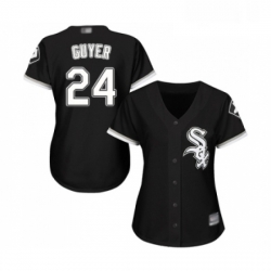 Womens Chicago White Sox 24 Brandon Guyer Replica Black Alternate Home Cool Base Baseball Jersey 