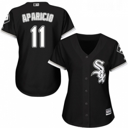 Womens Majestic Chicago White Sox 11 Luis Aparicio Authentic Black Alternate Home Cool Base MLB Jersey