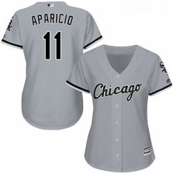 Womens Majestic Chicago White Sox 11 Luis Aparicio Authentic Grey Road Cool Base MLB Jersey