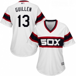 Womens Majestic Chicago White Sox 13 Ozzie Guillen Replica White 2013 Alternate Home Cool Base MLB Jersey