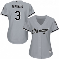 Womens Majestic Chicago White Sox 3 Harold Baines Authentic Grey Road Cool Base MLB Jersey