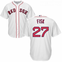 Youth Majestic Boston Red Sox 27 Carlton Fisk Replica White Home Cool Base MLB Jersey