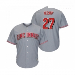 Mens Cincinnati Reds 27 Matt Kemp Replica Grey Road Cool Base Baseball Jersey 