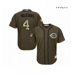 Mens Cincinnati Reds 4 Jose Iglesias Authentic Green Salute to Service Baseball Jersey 