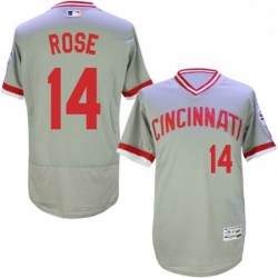 Mens Majestic Cincinnati Reds 14 Pete Rose Grey Flexbase Authentic Collection Cooperstown MLB Jersey