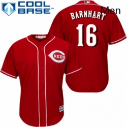 Mens Majestic Cincinnati Reds 16 Tucker Barnhart Replica Red Alternate Cool Base MLB Jersey 