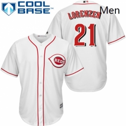 Mens Majestic Cincinnati Reds 21 Michael Lorenzen Replica White Home Cool Base MLB Jersey