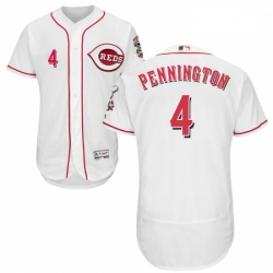 Mens Majestic Cincinnati Reds 4 Cliff Pennington White Home Flex Base Authentic Collection MLB Jersey