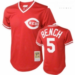 Mens Mitchell and Ness Cincinnati Reds 5 Johnny Bench Authentic Red Throwback MLB Jersey