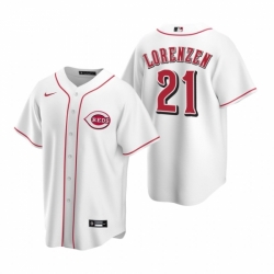 Mens Nike Cincinnati Reds 21 Michael Lorenzen White Home Stitched Baseball Jerse