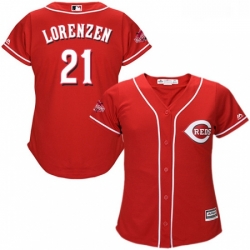 Womens Majestic Cincinnati Reds 21 Michael Lorenzen Authentic Red Alternate Cool Base MLB Jersey