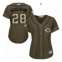 Womens Majestic Cincinnati Reds 28 Anthony DeSclafani Authentic Green Salute to Service MLB Jersey