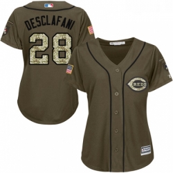 Womens Majestic Cincinnati Reds 28 Anthony DeSclafani Replica Green Salute to Service MLB Jersey