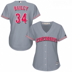 Womens Majestic Cincinnati Reds 34 Homer Bailey Authentic Grey Road Cool Base MLB Jersey