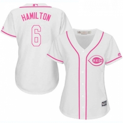 Womens Majestic Cincinnati Reds 6 Billy Hamilton Replica White Fashion Cool Base MLB Jersey