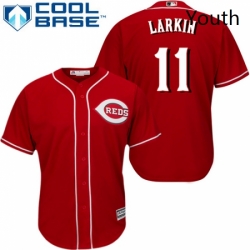 Youth Majestic Cincinnati Reds 11 Barry Larkin Authentic Red Alternate Cool Base MLB Jersey