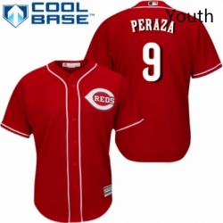 Youth Majestic Cincinnati Reds 9 Jose Peraza Replica Red Alternate Cool Base MLB Jersey 