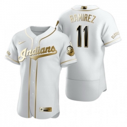 Cleveland Indians 11 Jose Ramirez White Nike Mens Authentic Golden Edition MLB Jersey