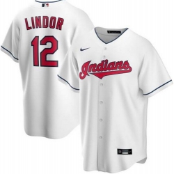 Indians 12 Francisco Lindor White 2020 Nike Cool Base Jersey