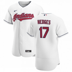 Men Cleveland Indians 17 Austin Hedges Men Nike White Home 2020 Flex Base Team MLB Jersey