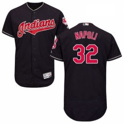 Mens Majestic Cleveland Indians 32 Mike Napoli Navy Blue Alternate Flex Base Authentic Collection MLB Jersey