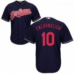 Youth Majestic Cleveland Indians 10 Edwin Encarnacion Replica Navy Blue Alternate 1 Cool Base MLB Jersey