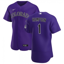 Men Colorado Rockies 1 Garrett Hampson Men Nike Purple Alternate 2020 Flex Base Player MLB Jersey