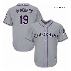 Mens Majestic Colorado Rockies 19 Charlie Blackmon Replica Grey Road Cool Base MLB Jersey