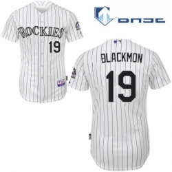 Mens Majestic Colorado Rockies 19 Charlie Blackmon Replica White Home Cool Base MLB Jersey