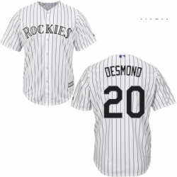 Mens Majestic Colorado Rockies 20 Ian Desmond Replica White Home Cool Base MLB Jersey