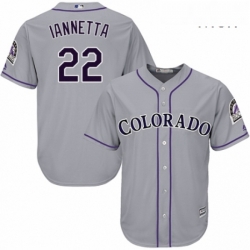 Mens Majestic Colorado Rockies 22 Chris Iannetta Replica Grey Road Cool Base MLB Jersey 