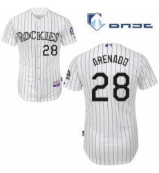 Mens Majestic Colorado Rockies 28 Nolan Arenado Replica White Home Cool Base MLB Jersey