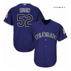 Mens Majestic Colorado Rockies 52 Chris Rusin Replica Purple Alternate 1 Cool Base MLB Jersey 