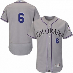 Mens Majestic Colorado Rockies 6 Daniel Castro Grey Road Flex Base Authentic Collection MLB Jersey