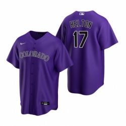 Mens Nike Colorado Rockies 17 Todd Helton Purple Alternate Stitched Baseball Jerse