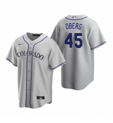 Mens Nike Colorado Rockies 45 Scott Oberg Gray Road Stitched Baseball Jersey