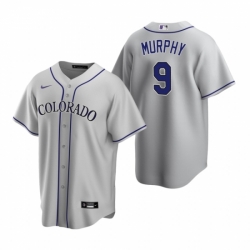 Mens Nike Colorado Rockies 9 Daniel Murphy Gray Road Stitched Baseball Jersey