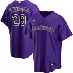 Rockies 28 Nolan Arenado Purple 2020 Nike Cool Base Jersey