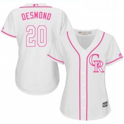 Womens Majestic Colorado Rockies 20 Ian Desmond Authentic White Fashion Cool Base MLB Jersey