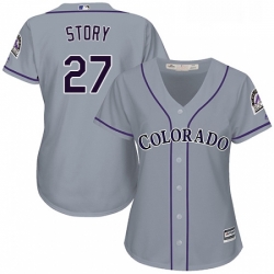 Womens Majestic Colorado Rockies 27 Trevor Story Authentic Grey Road Cool Base MLB Jersey