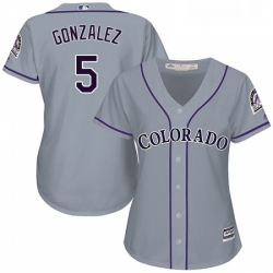 Womens Majestic Colorado Rockies 5 Carlos Gonzalez Replica Grey Road Cool Base MLB Jersey