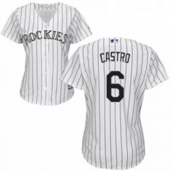 Womens Majestic Colorado Rockies 6 Daniel Castro Replica White Home Cool Base MLB Jersey 