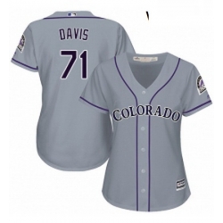 Womens Majestic Colorado Rockies 71 Wade Davis Authentic Grey Road Cool Base MLB Jersey 