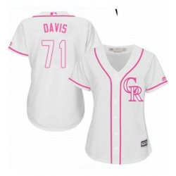 Womens Majestic Colorado Rockies 71 Wade Davis Authentic White Fashion Cool Base MLB Jersey 