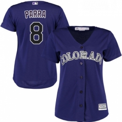 Womens Majestic Colorado Rockies 8 Gerardo Parra Replica Purple Alternate 1 Cool Base MLB Jersey