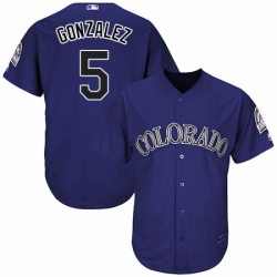 Youth Majestic Colorado Rockies 5 Carlos Gonzalez Replica Purple Alternate 1 Cool Base MLB Jersey