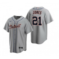 Men Detroit Tigers 21 Jacoby Jones Grey Cool Base Stitched Jersey