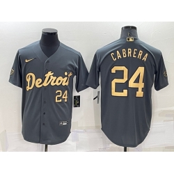 Men Detroit Tigers 24 Miguel Cabrera 2022 All Star Charcoal Cool Base Stitched Jersey