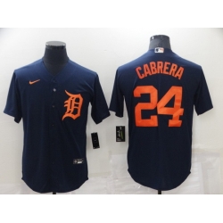 Men Detroit Tigers 24 Miguel Cabrera Navy Cool Base Stitched Jerse